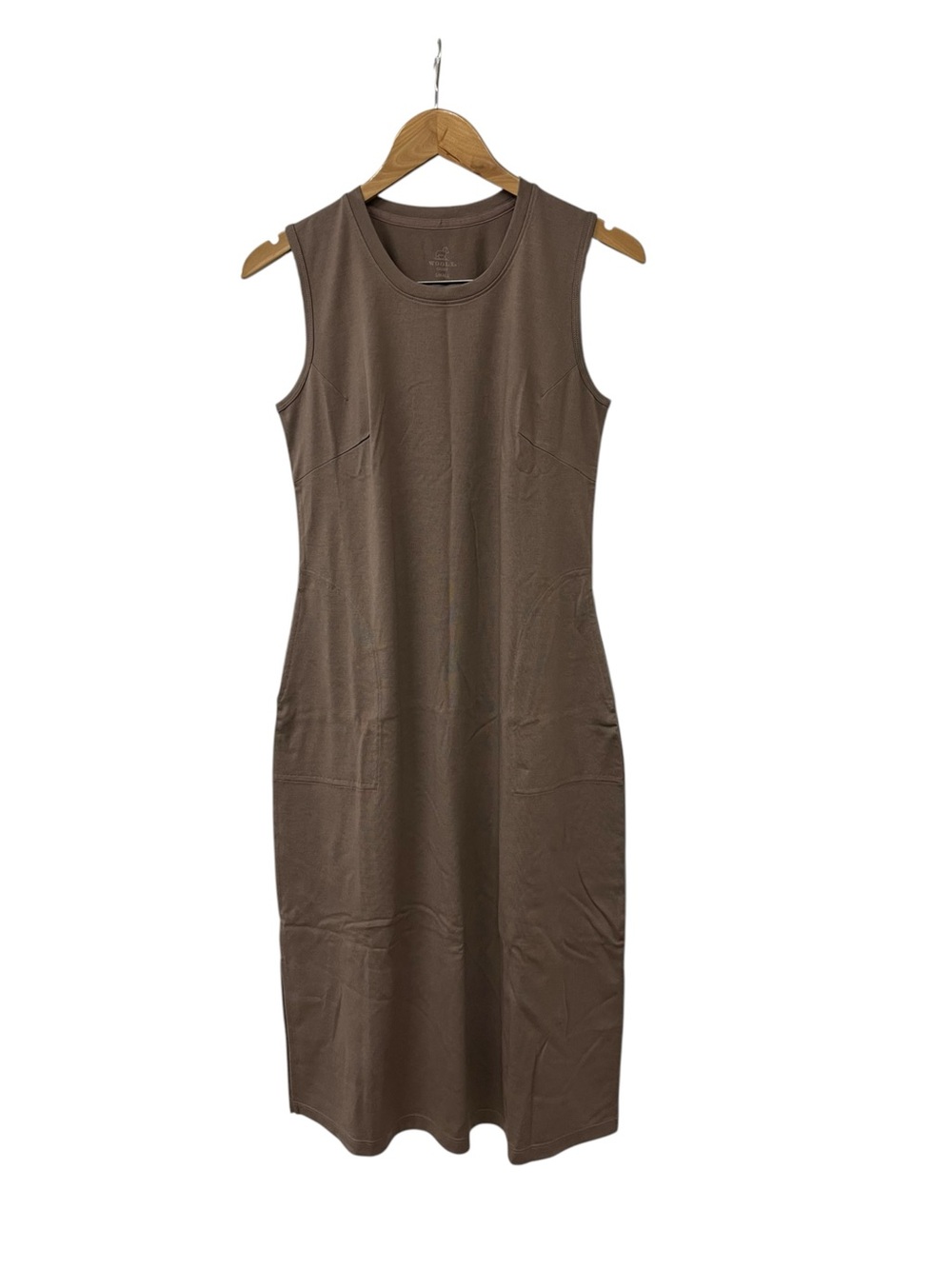 Woolx Cassie Brown Merino Wool Sleeveless Dress Long S